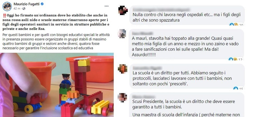 Scuole chiuse ma c’è la deroga per i figli dei sanitari, pioggia di critiche per Fugatti